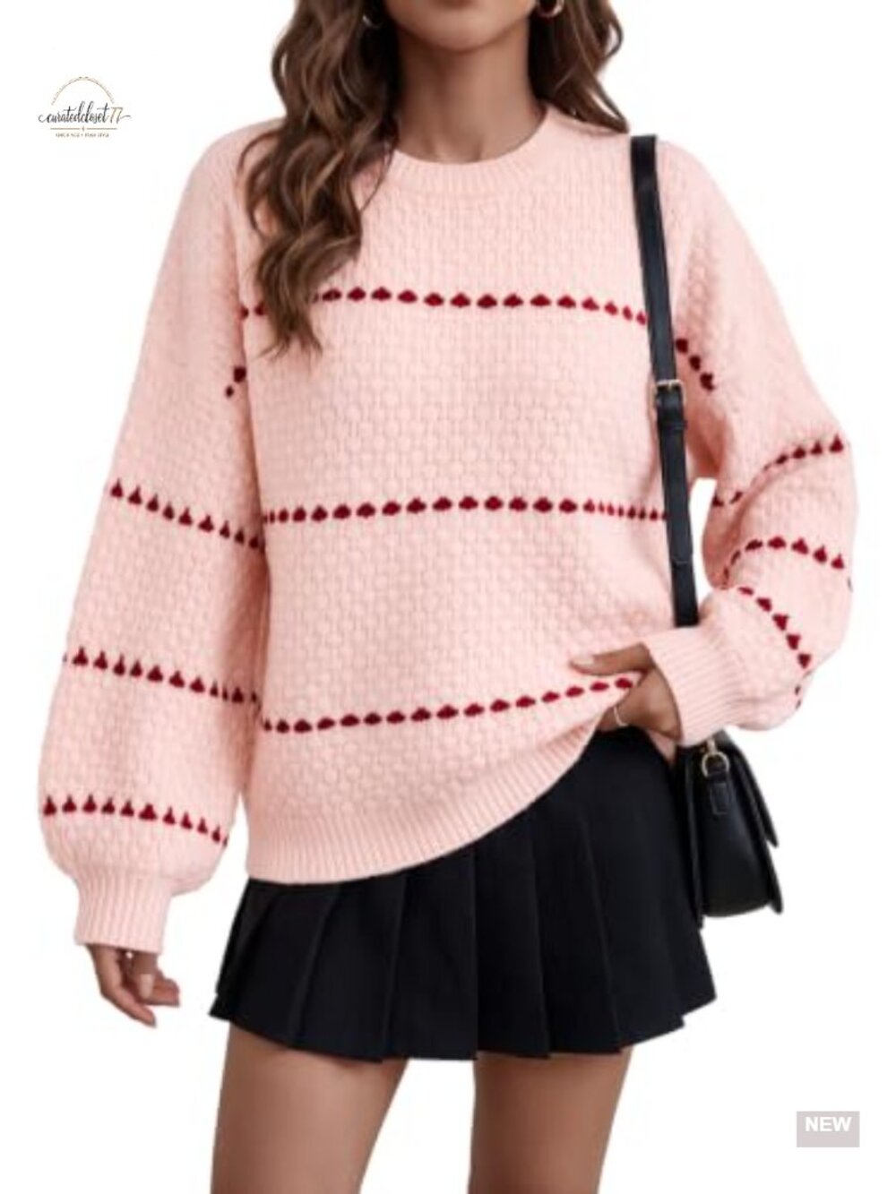 Oversized Long Puff Sleeve Knitted Pullover Sweater